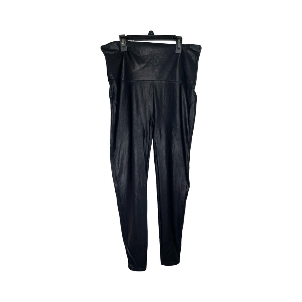 Spanx faux leather black Stylish Black Women's leggings 2x 073